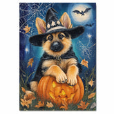 German Shepherd Halloween Puppy Canvas Wall Art Cute Dog Lover Gift for Family Living Room or Holiday Home Décor on Ready to Hang 1.5" Thick Canvas Wrap, Floating Framed Canvas, Flat Rolled Canvas